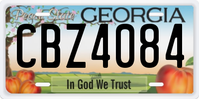 GA license plate CBZ4084