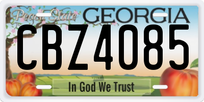 GA license plate CBZ4085