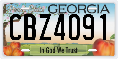 GA license plate CBZ4091