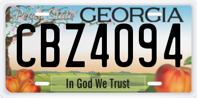 GA license plate CBZ4094