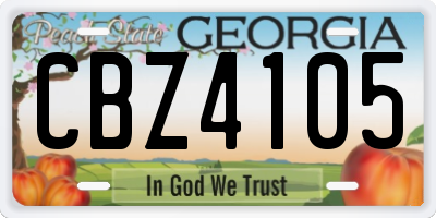 GA license plate CBZ4105