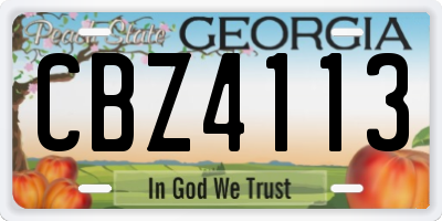 GA license plate CBZ4113