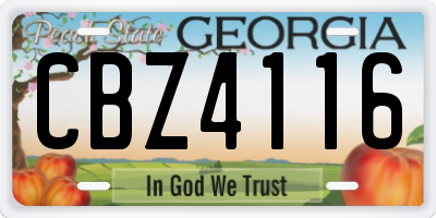 GA license plate CBZ4116