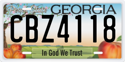 GA license plate CBZ4118