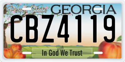 GA license plate CBZ4119