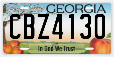 GA license plate CBZ4130