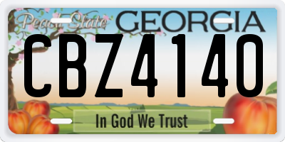 GA license plate CBZ4140