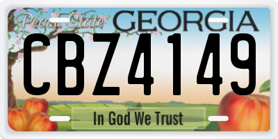 GA license plate CBZ4149
