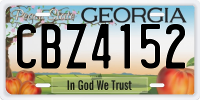 GA license plate CBZ4152
