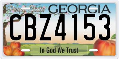 GA license plate CBZ4153