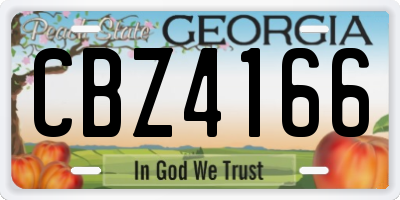 GA license plate CBZ4166