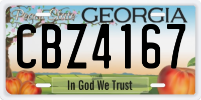 GA license plate CBZ4167