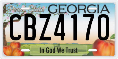 GA license plate CBZ4170