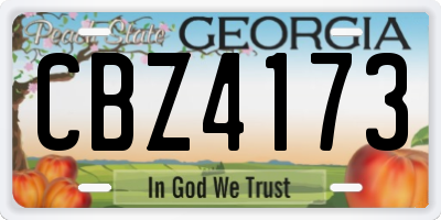 GA license plate CBZ4173
