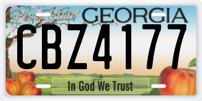 GA license plate CBZ4177