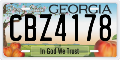 GA license plate CBZ4178