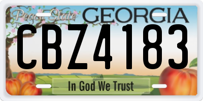 GA license plate CBZ4183