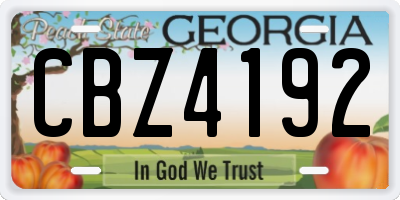 GA license plate CBZ4192