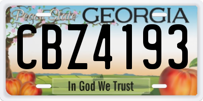 GA license plate CBZ4193