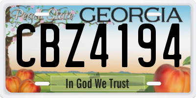 GA license plate CBZ4194