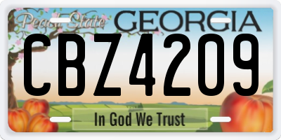 GA license plate CBZ4209