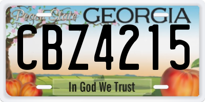 GA license plate CBZ4215