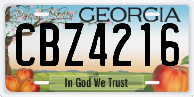 GA license plate CBZ4216