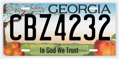 GA license plate CBZ4232