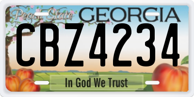 GA license plate CBZ4234