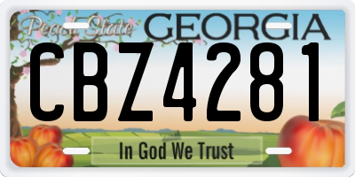 GA license plate CBZ4281