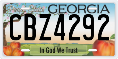 GA license plate CBZ4292