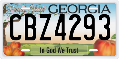 GA license plate CBZ4293