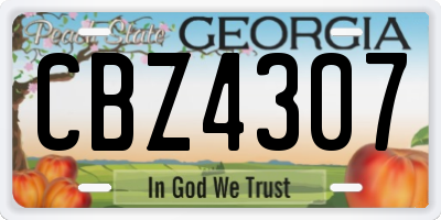 GA license plate CBZ4307