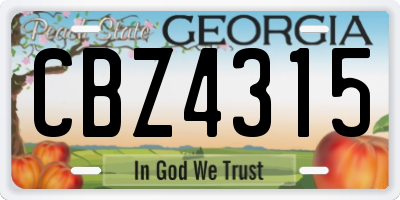 GA license plate CBZ4315