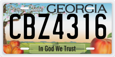 GA license plate CBZ4316