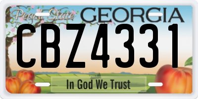 GA license plate CBZ4331