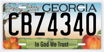 GA license plate CBZ4340