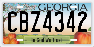 GA license plate CBZ4342