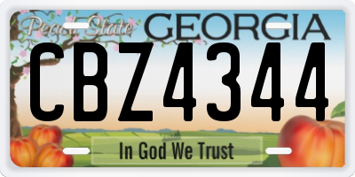 GA license plate CBZ4344