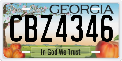 GA license plate CBZ4346