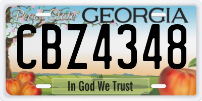 GA license plate CBZ4348
