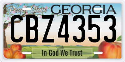 GA license plate CBZ4353