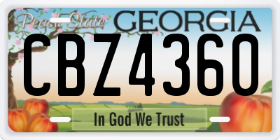 GA license plate CBZ4360