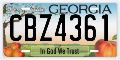 GA license plate CBZ4361