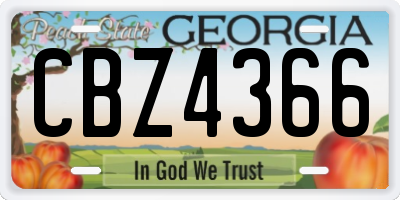 GA license plate CBZ4366