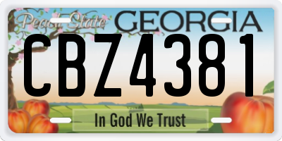 GA license plate CBZ4381