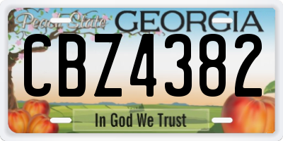 GA license plate CBZ4382