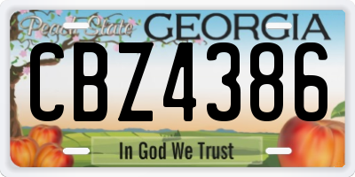 GA license plate CBZ4386