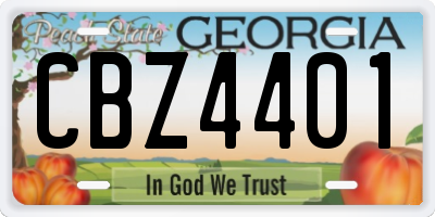 GA license plate CBZ4401