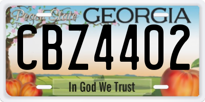 GA license plate CBZ4402